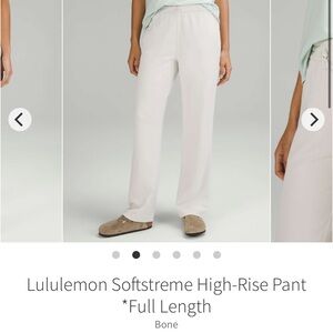 Lululemon Softstreme High Rise Straight Leg Pants Full Length Bone 30” Sz 6